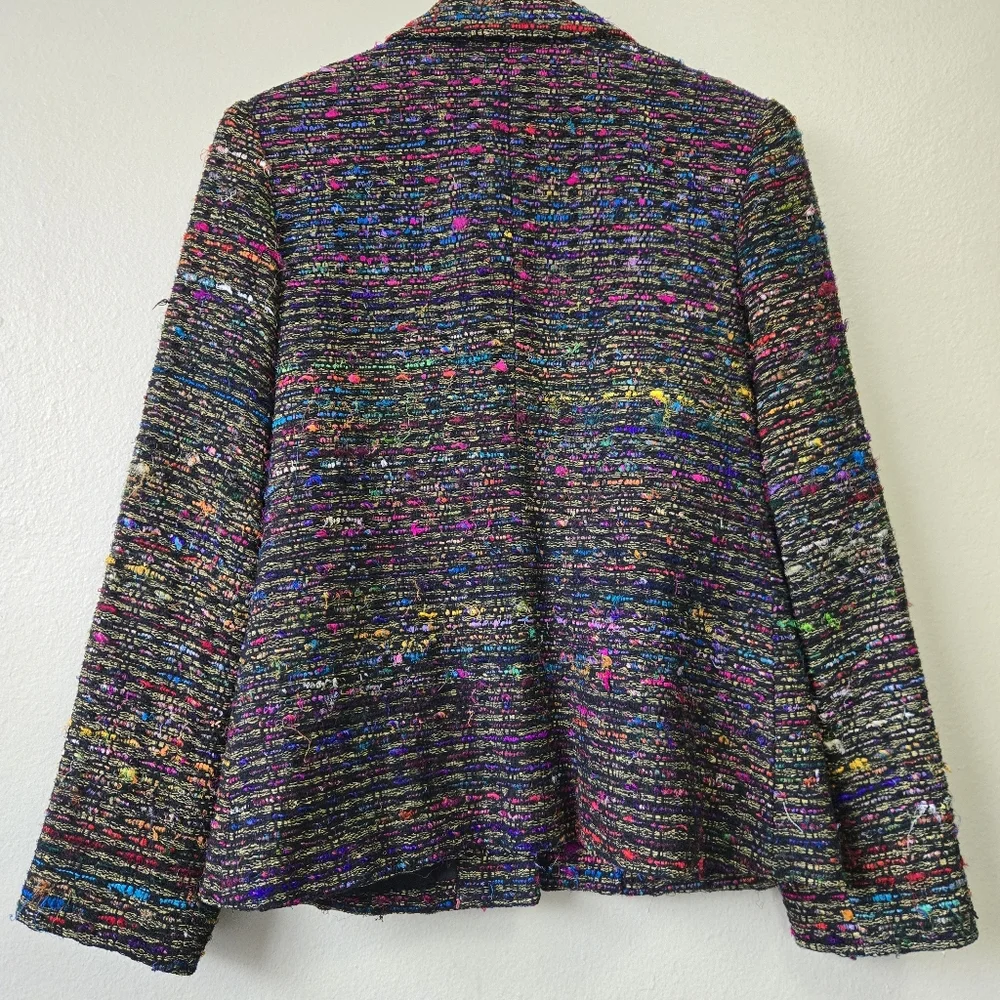 ANN MAY Size 6 Silk‎ Woven Dark Colorful Career Blazer Jacket Academia Old Money - Picture 5 of 12